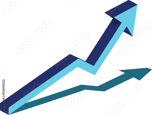 Upward trending arrow symbol illustrating growth progress and success in business and finance vector graphic design concept