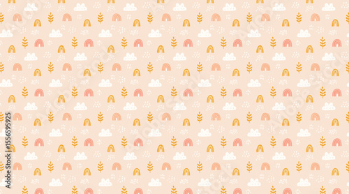 Calm Boho Nature Seamless Pattern