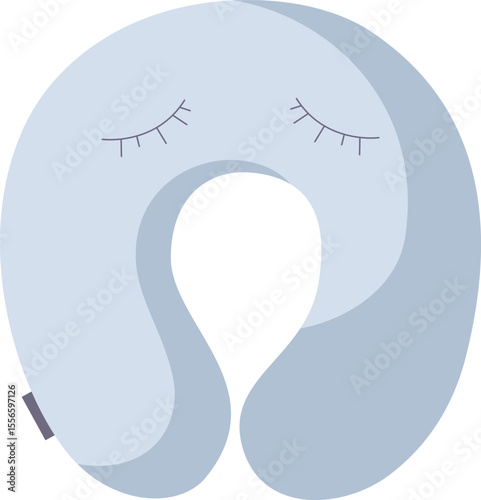Round travel pillow. Inflatable pillow for neck, rest and sleep, transport, long journey and trip. Hand drawn illustration.