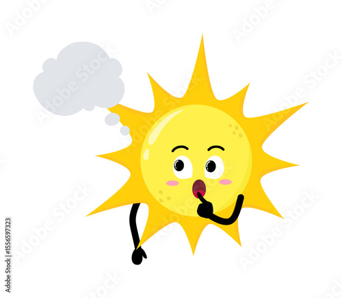 Cute Hand Drawn Sun Daydreaming Imagining