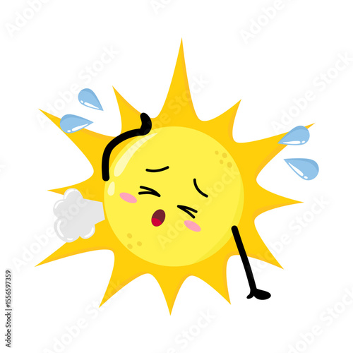 Cute Hand Drawn Tired Sun Sigh