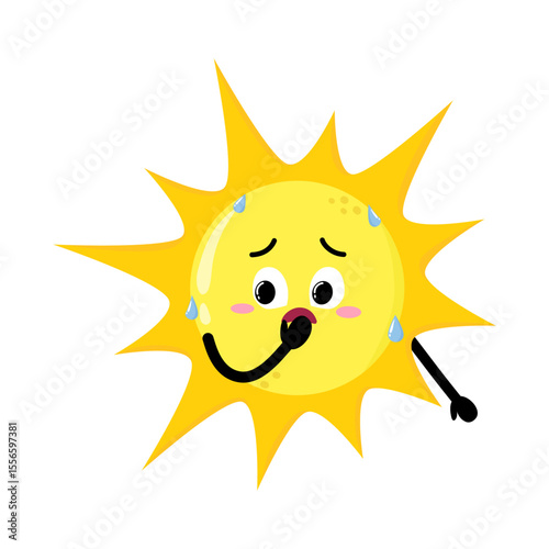 Cute Hand Drawn Nervous Sun Expression