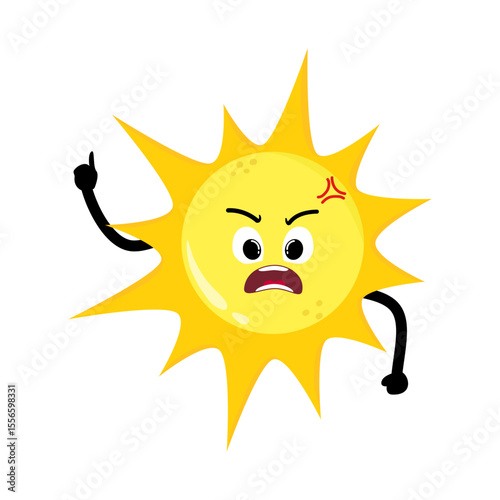 Cute Hand Drawn Sun Furious Mad 