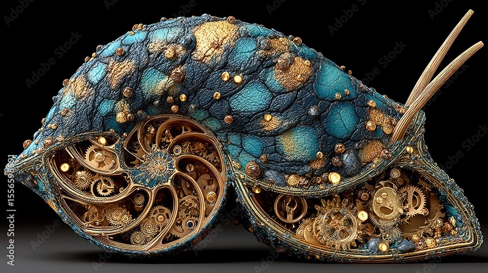 Fototapeta premium Nautilus Clockwork Shell: A Masterpiece of Steampunk Art