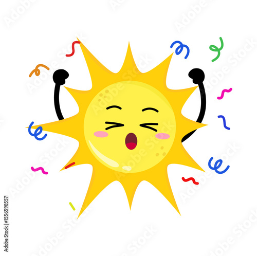 Cute Hand Drawn Sun Celebration Jump