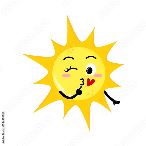 Cute Hand Drawn Flirty Sun Blowing A Kiss