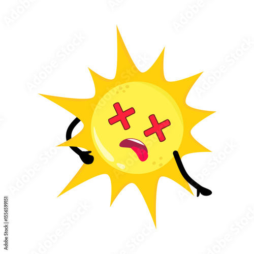Cute Hand Drawn Fainted Sun Knocked Out