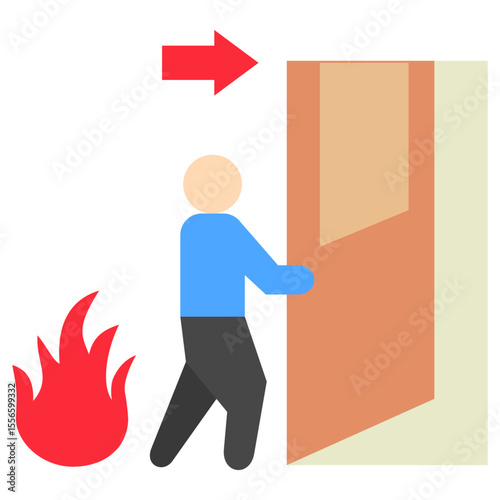 Emergency Drill flat color, mini illustration icon. use for modern concept, print, UI, UX kit, web and app development. Vector related to risk management, business, finance.
