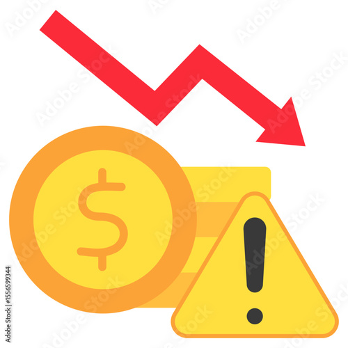 Financial Risk flat color, mini illustration icon. use for modern concept, print, UI, UX kit, web and app development. Vector related to risk management, business, finance.