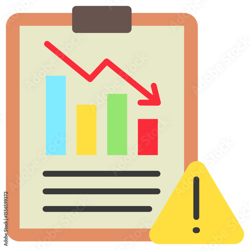 Loss Report flat color, mini illustration icon. use for modern concept, print, UI, UX kit, web and app development. Vector related to risk management, business, finance.