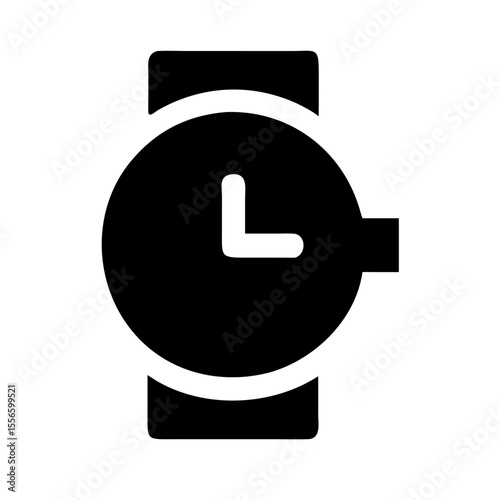 Stylish black wristwatch silhouette on a white background for fashion accessory concept