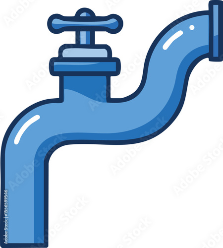 Blue water tap faucet vector icon simple plumbing fixture design isolated on white background