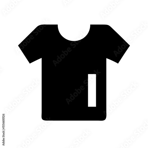 Stylish black t-shirt silhouette on a white background for casual fashion concept