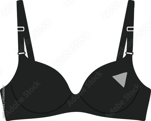 Black bra minimalist vector graphic element lingerie apparel clothing underwear design accessory illustration