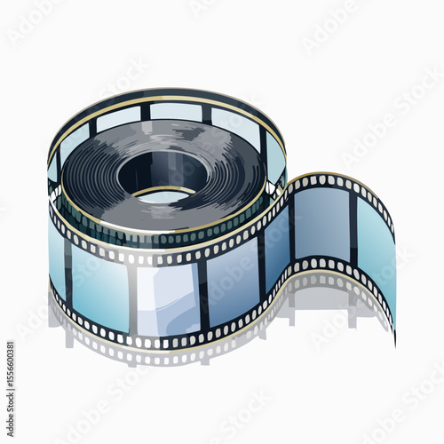 A roll of film with pulled-out frames
