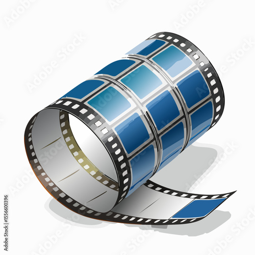 A roll of film with pulled-out frames
