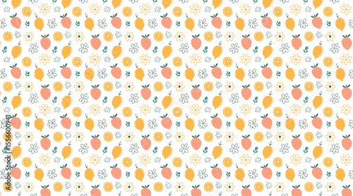 Cute Summer Fruit and Flower Doodle Pattern