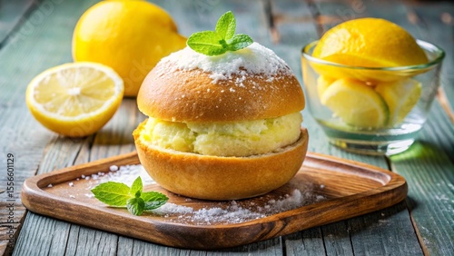 Sicilian granita with brioche roll and lemon or almond flavor.