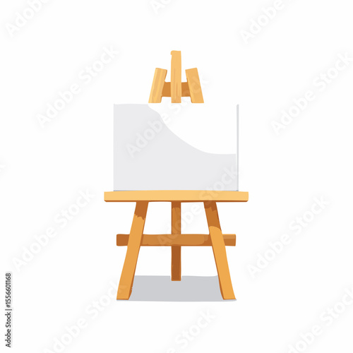 A painter’s easel holding a partly finished canvas
