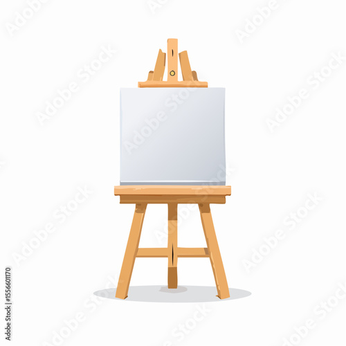 A painter’s easel holding a partly finished canvas
