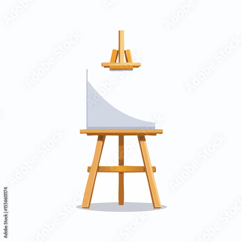 A painter’s easel holding a partly finished canvas
