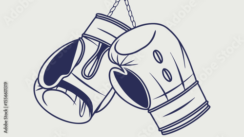 Pair of Boxing Gloves Hanging by Chain.