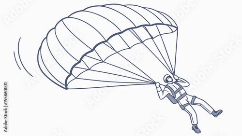 Skydiver Descending Under a Parachute Canopy.
