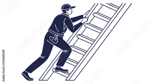 Person Climbing a Ladder Illustration Style.
