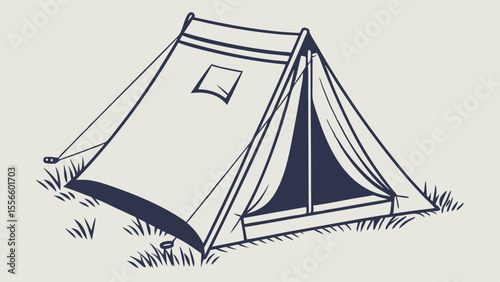 A Simple Line Drawing of a Camping Tent.