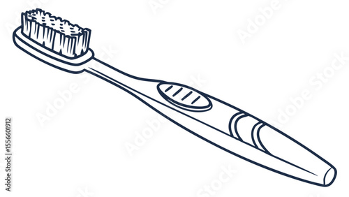 Simple Line Drawing of a Toothbrush for Oral Hygiene.
