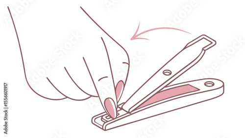 Hand Using Nail Clippers for Nail Care.