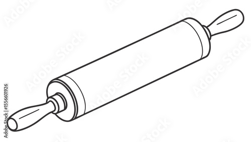 Outline illustration of a rolling pin with handles on transparent background.