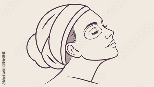 Relaxing Woman with Facial Masks in Profile View.