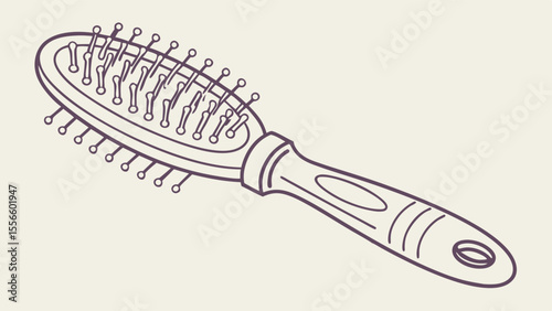 Simple Line Drawing of a Hairbrush.