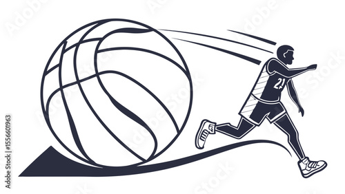 Basketball Player in Action with Ball.