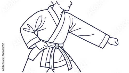 Karate Practitioner Executing a Punch in Action Pose.