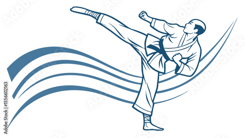 Martial Arts Fighter Performing High Kick 1.