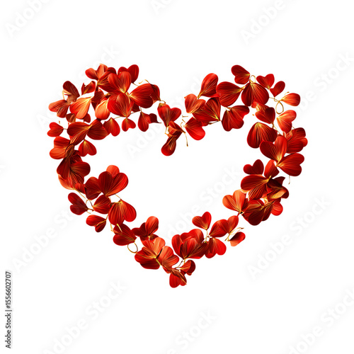 Red Heart Shaped Floral Arrangement Valentines Day Romance on transparent Background