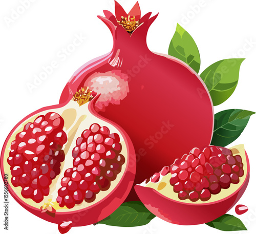 Juicy, ripe pomegranate with a vibrant, inviting appearance