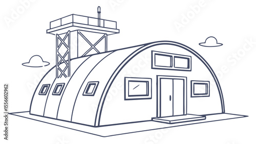 Quonset Hut with Observation Tower and Antenna.