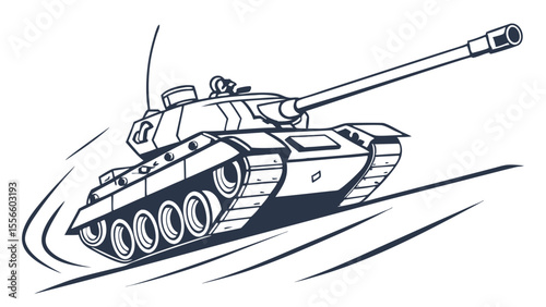 Stylized Illustration of a Military Tank in Motion.