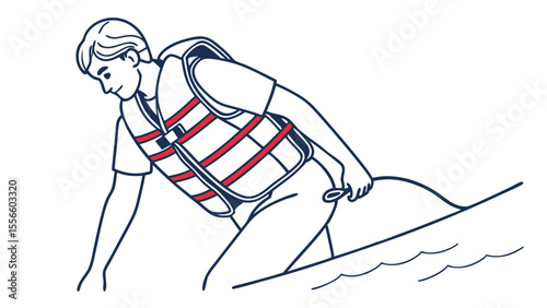 Person Wearing Life Vest Near Water.