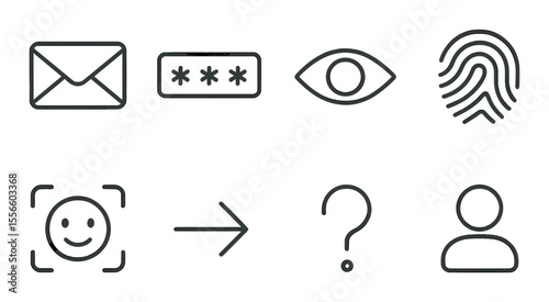 App login icons set – outline, authentication and user interface symbols