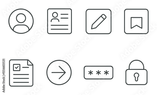 User profile icons set – outline, account and identity management symbols