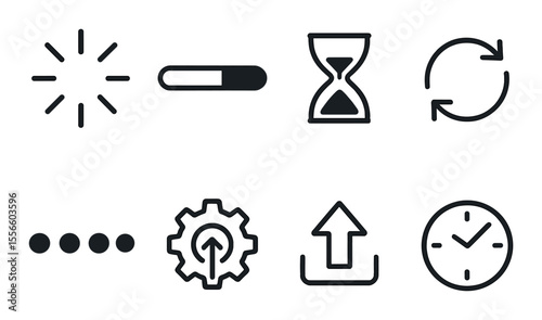 Loading and progress linear icons set – minimalist design for ui and web interfaces