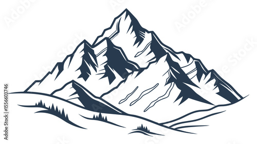 Majestic Mountain Silhouette with SnowCovered Peaks.