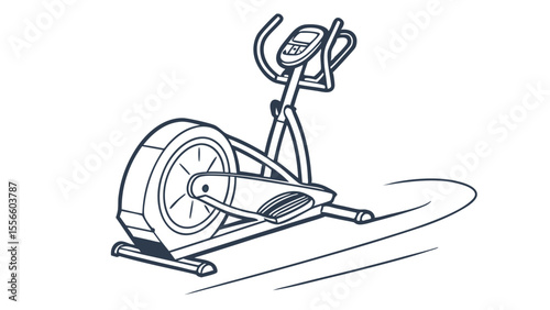Elliptical Trainer Outline Fitness Equipment for Cardio Workout.