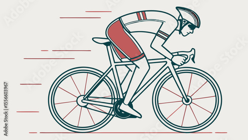 Cyclist in Motion Graphic Illustration of a Racing Biker.