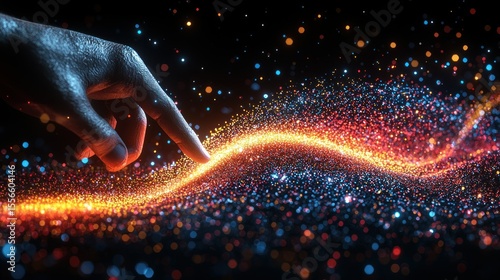 Hand guiding luminous energy wave