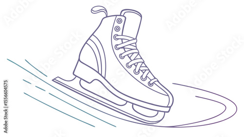 Vector Illustration of a Single Ice Skate with Motion Lines.